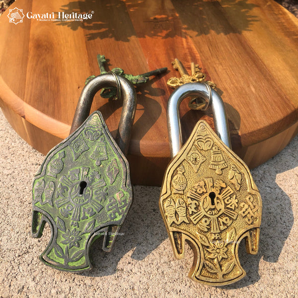 Brass Buddha Padlock – Spiritual Protection Decor | Gayatri Heritage