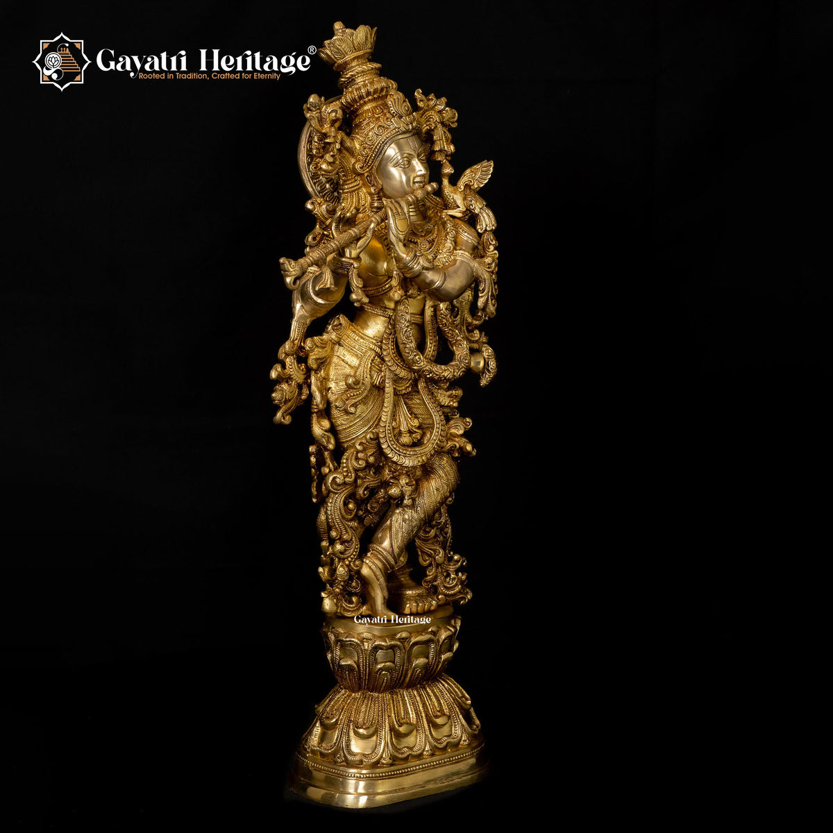 Brass Lord Krishna Murlidhar Statue – Divine Melody and Eternal Blessings | Gayatri Heritage