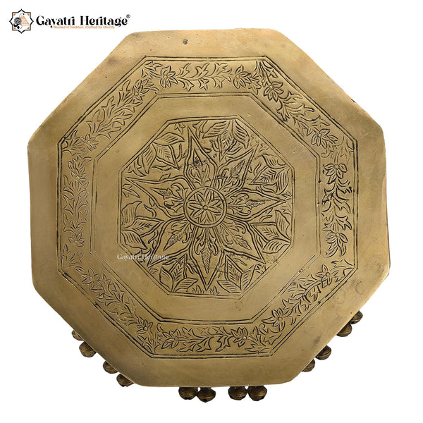 Brass Octagon Shape Chowki – Elegant Ritual Base | Gayatri Heritage