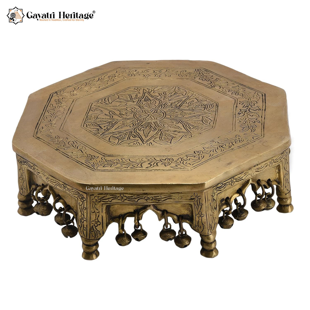 Brass Octagon Shape Chowki – Elegant Ritual Base | Gayatri Heritage