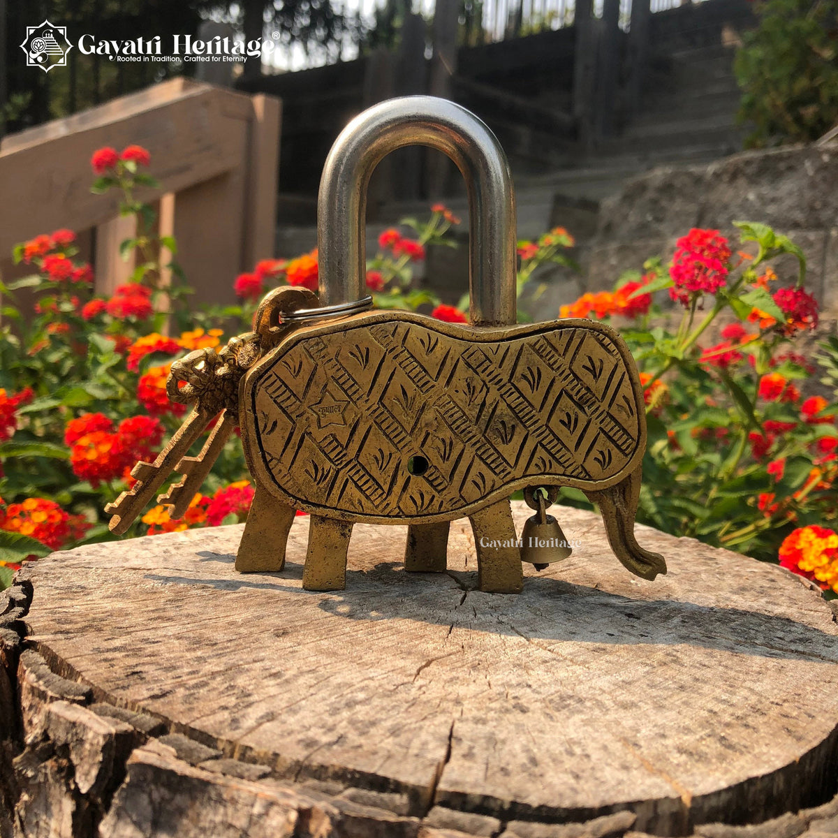 Brass Elephant Padlock – Vintage Design for Home Security | Gayatri Heritage