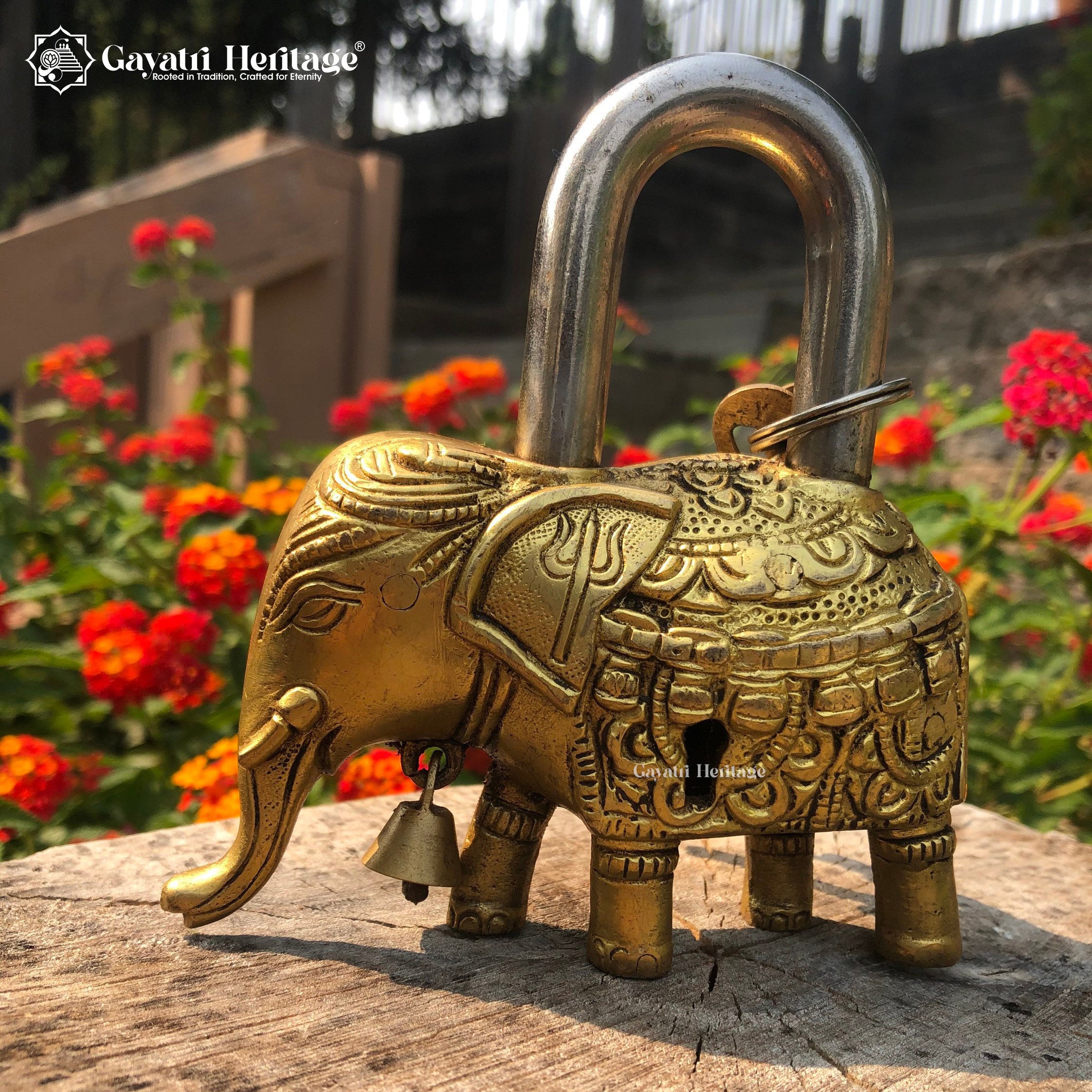 Brass Elephant Padlock – Vintage Design for Home Security | Gayatri Heritage