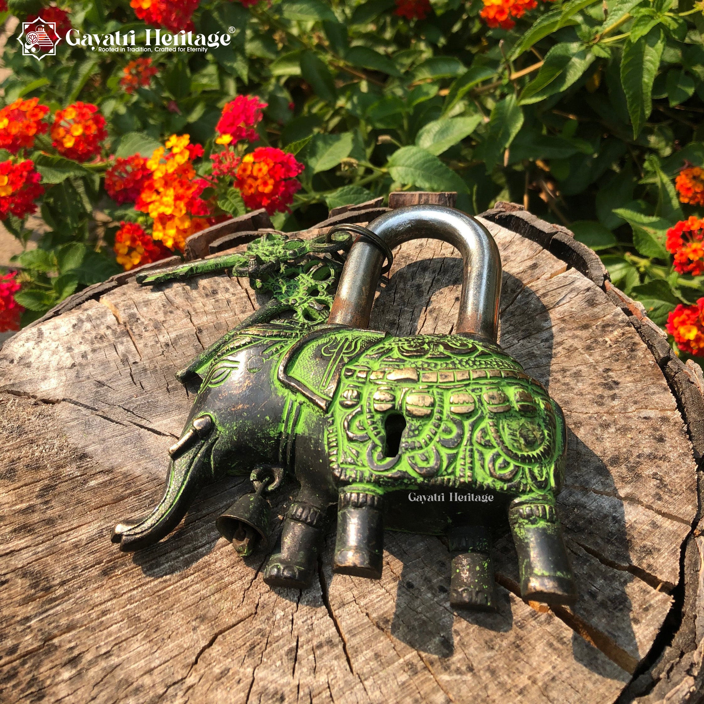 Brass Elephant Padlock – Vintage Design for Home Security | Gayatri Heritage