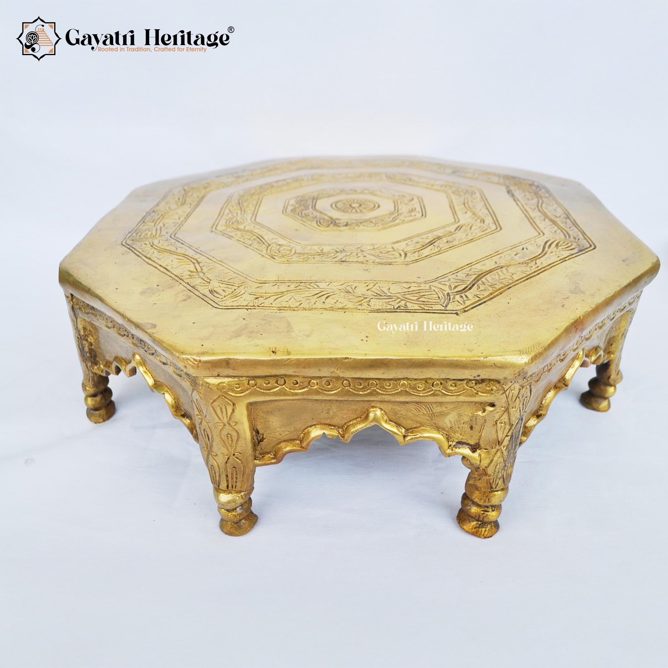 Brass Chowki – Elegant Religious Decor for Sacred Spaces | Gayatri Heritage