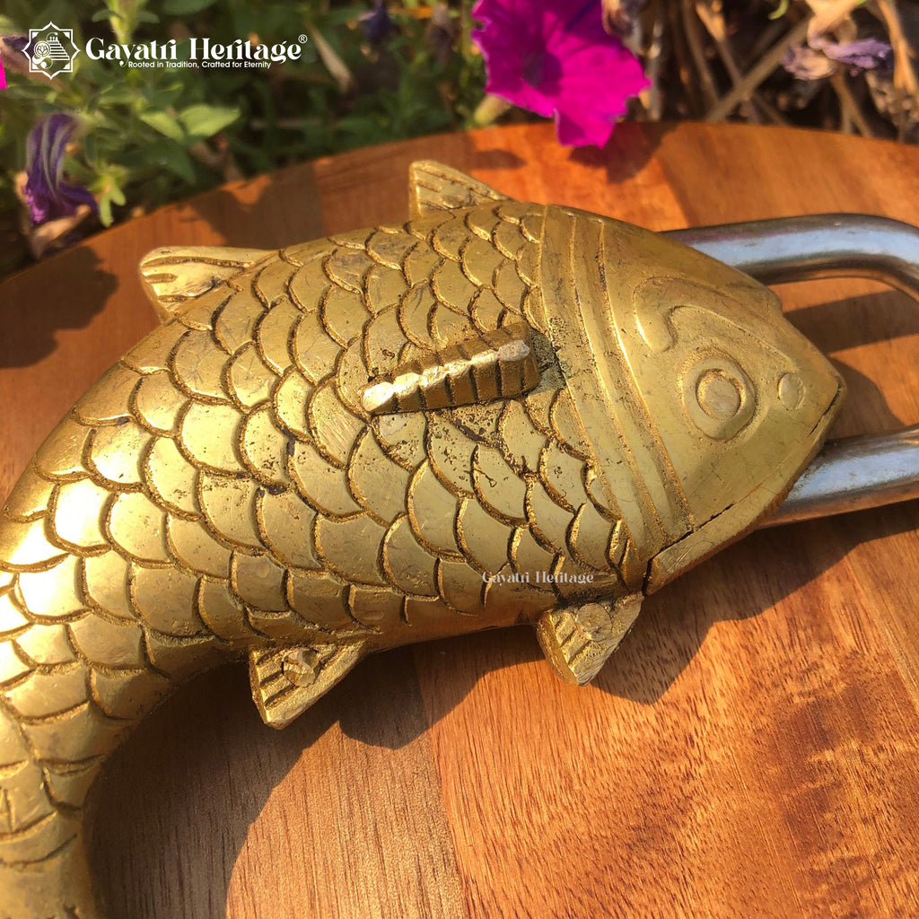 Brass Fish Padlock – Traditional Metal Craft | Gayatri Heritage