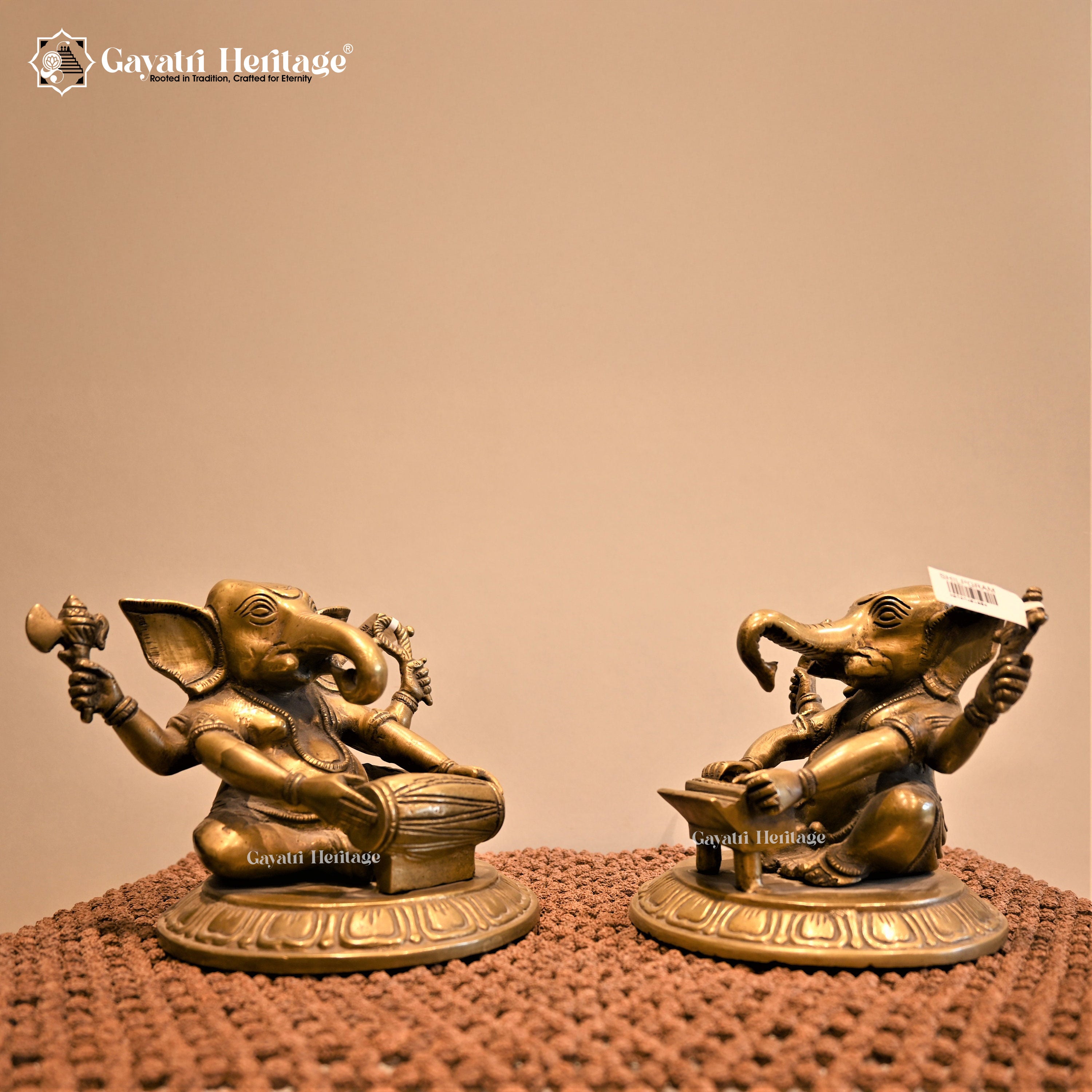 Brass Music Ganesha – Divine Harmony Figurine | Gayatri Heritage