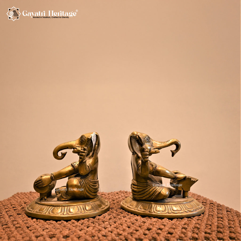 Brass Music Ganesha – Divine Harmony Figurine | Gayatri Heritage
