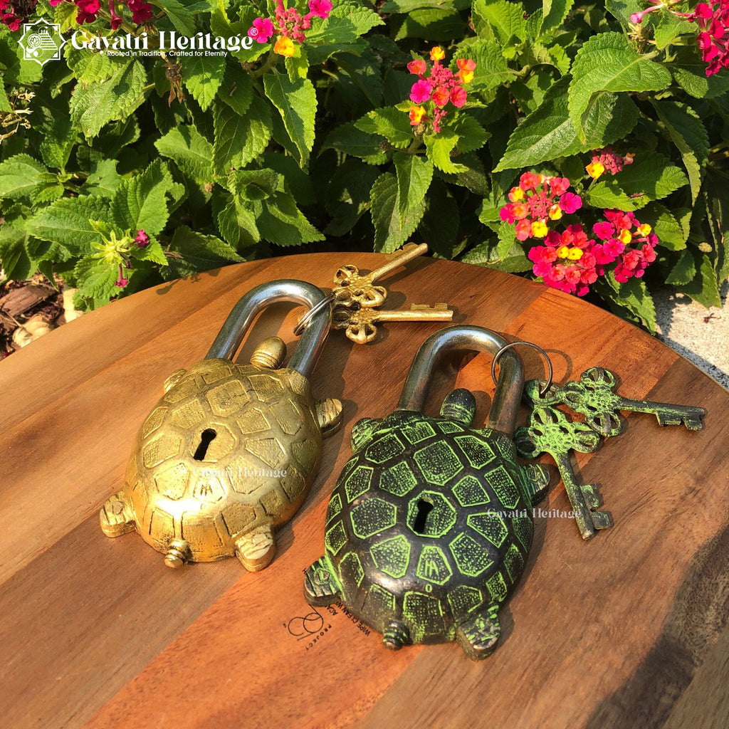 Brass Turtle Padlock – Unique Vintage Security | Gayatri Heritage