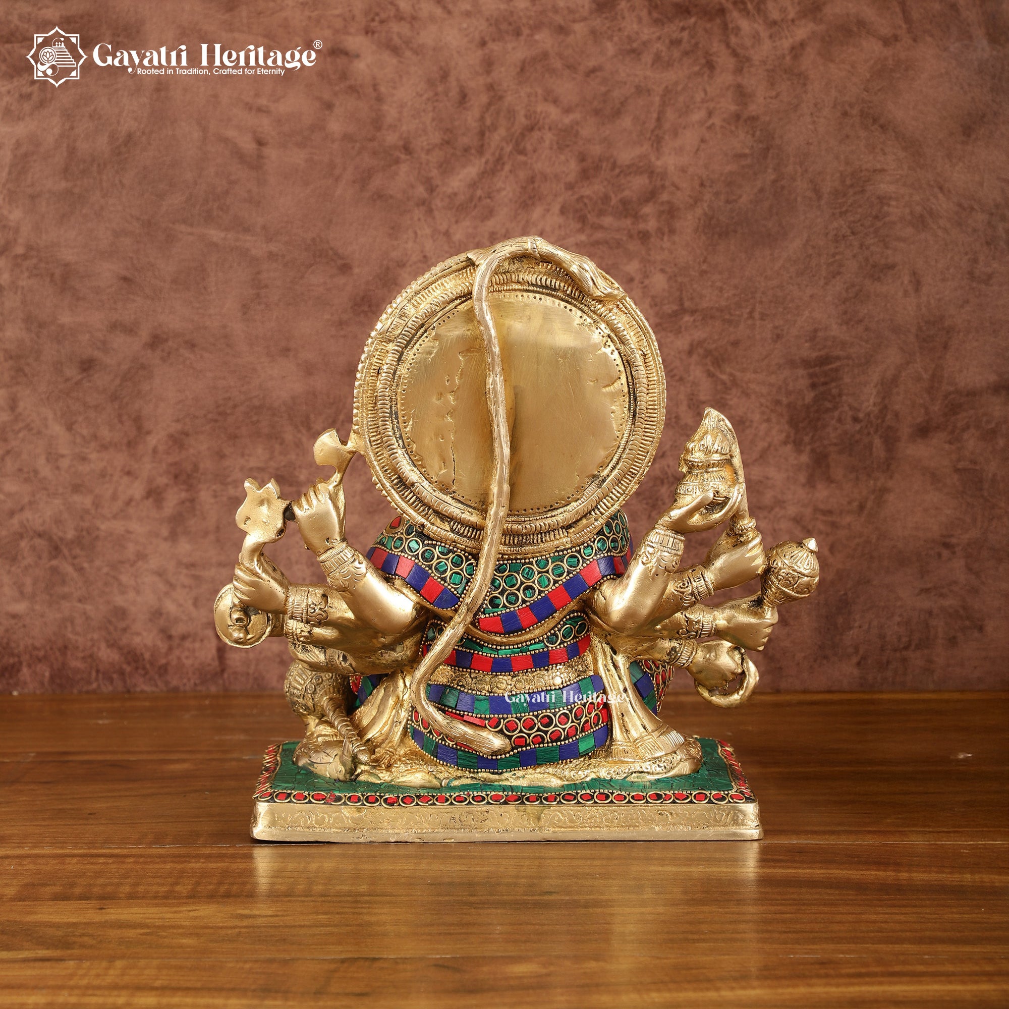 Brass Panchmukhi Hanuman – Divine Power in Exquisite Stone Work | Gayatri Heritage