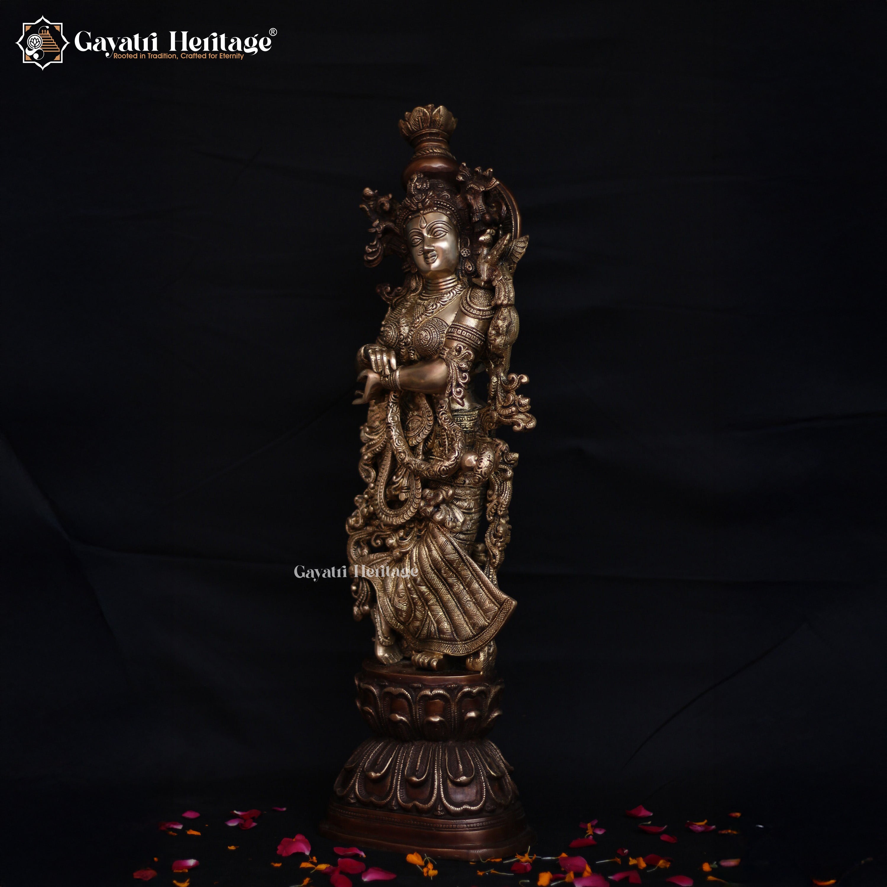 Radha Krishna Brass Idol – Antique Finish Décor | Gayatri Heritage