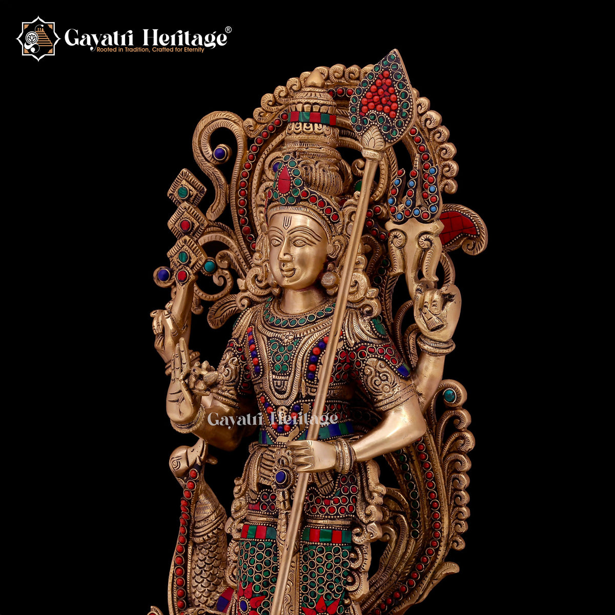 Brass Murugan Sculpture – Elegant Stone Work Décor | Gayatri Heritage