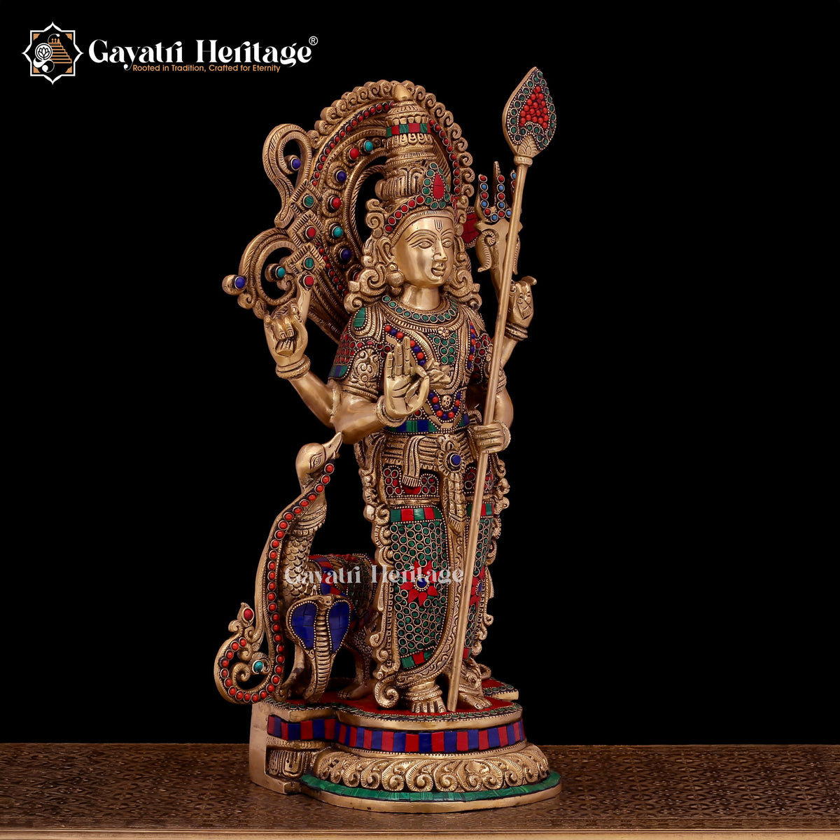 Brass Murugan Sculpture – Elegant Stone Work Décor | Gayatri Heritage