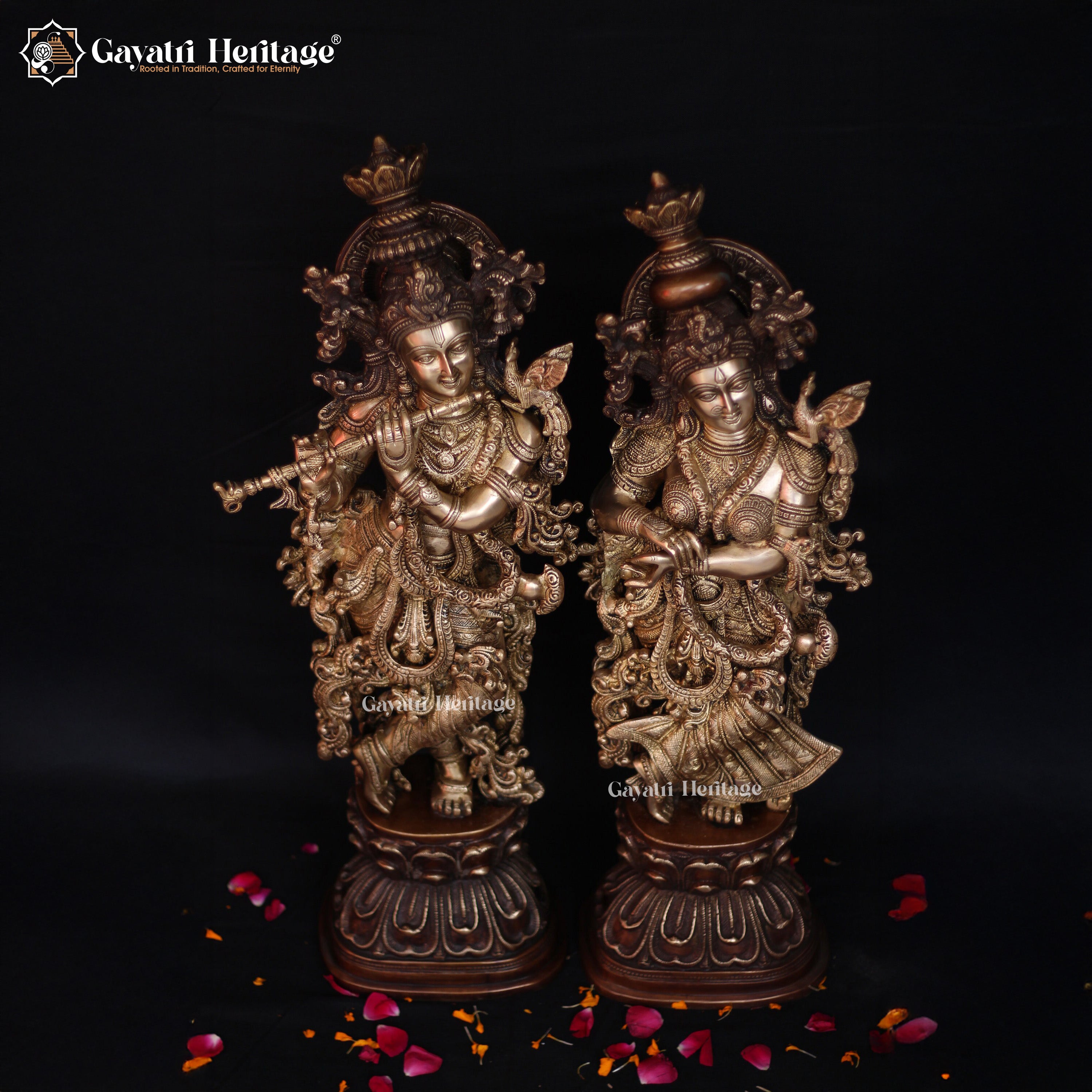 Radha Krishna Brass Idol – Antique Finish Décor | Gayatri Heritage