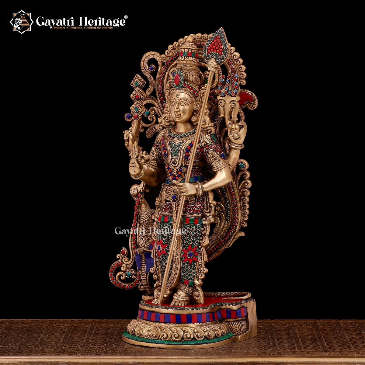 Brass Murugan Sculpture – Elegant Stone Work Décor | Gayatri Heritage