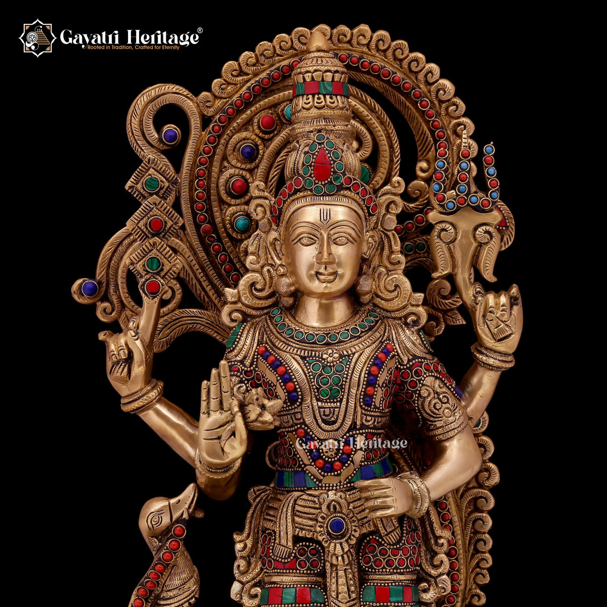 Brass Murugan Sculpture – Elegant Stone Work Décor | Gayatri Heritage