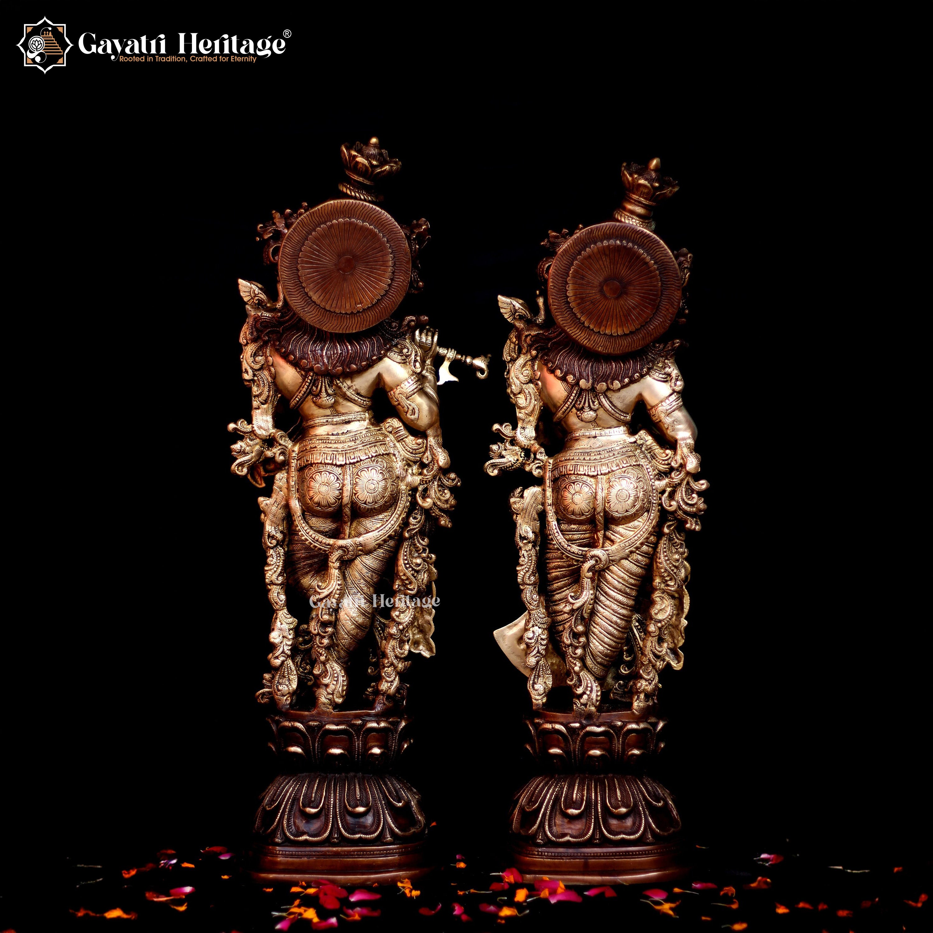 Radha Krishna Brass Idol – Antique Finish Décor | Gayatri Heritage