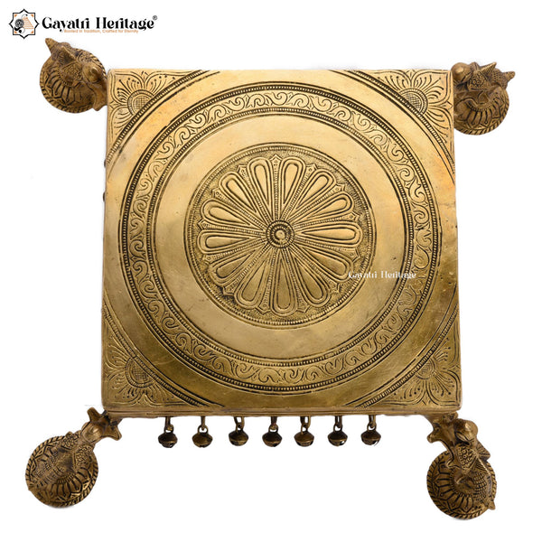 Brass Square Shaped Puja Chowki – Traditional Ritual Décor | Gayatri Heritage