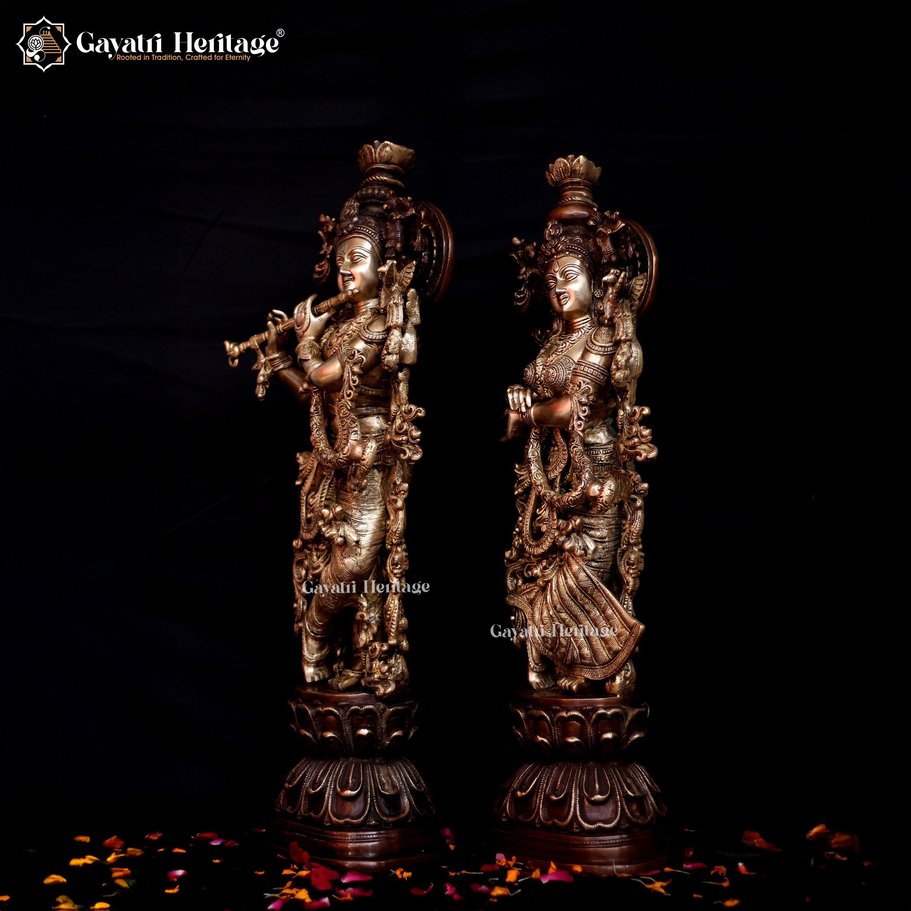 Radha Krishna Brass Idol – Antique Finish Décor | Gayatri Heritage
