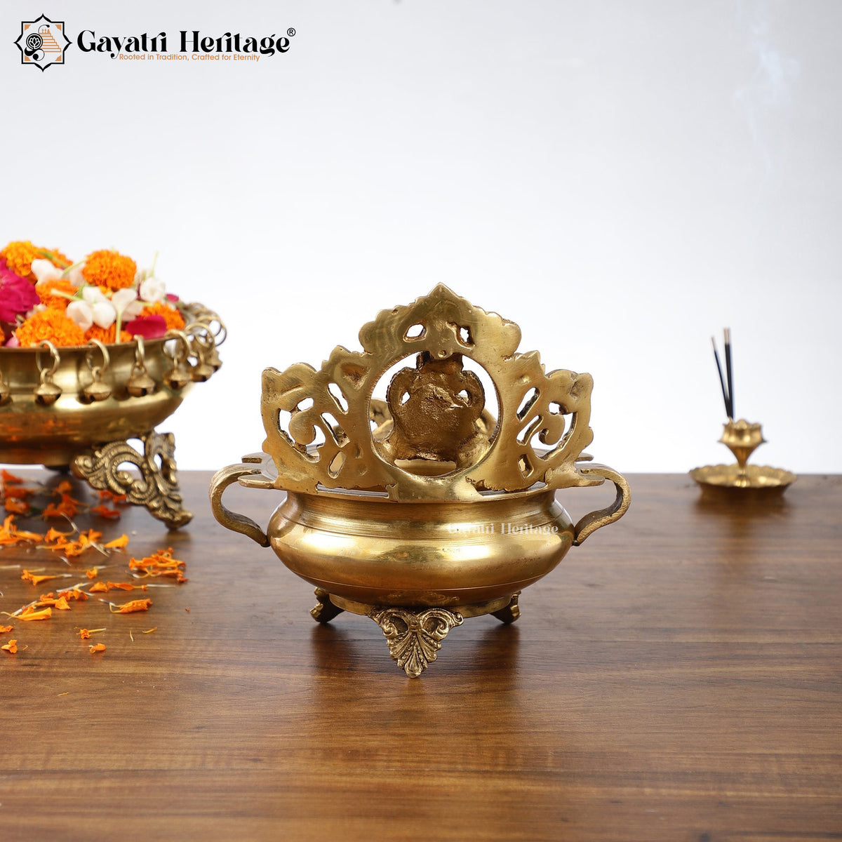 Brass Small Ganesha Urli – Traditional Décor | Gayatri Heritage