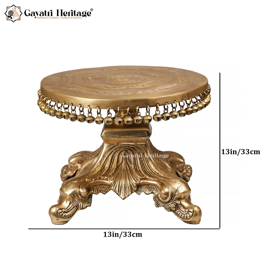 Brass Chowki Stand – Sturdy Puja Pedestal | Gayatri Heritage