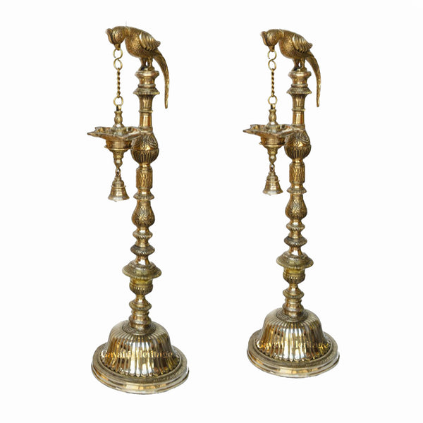 Brass Parrot Lamp with Bell – Musical Grace in Décor | Gayatri Heritage