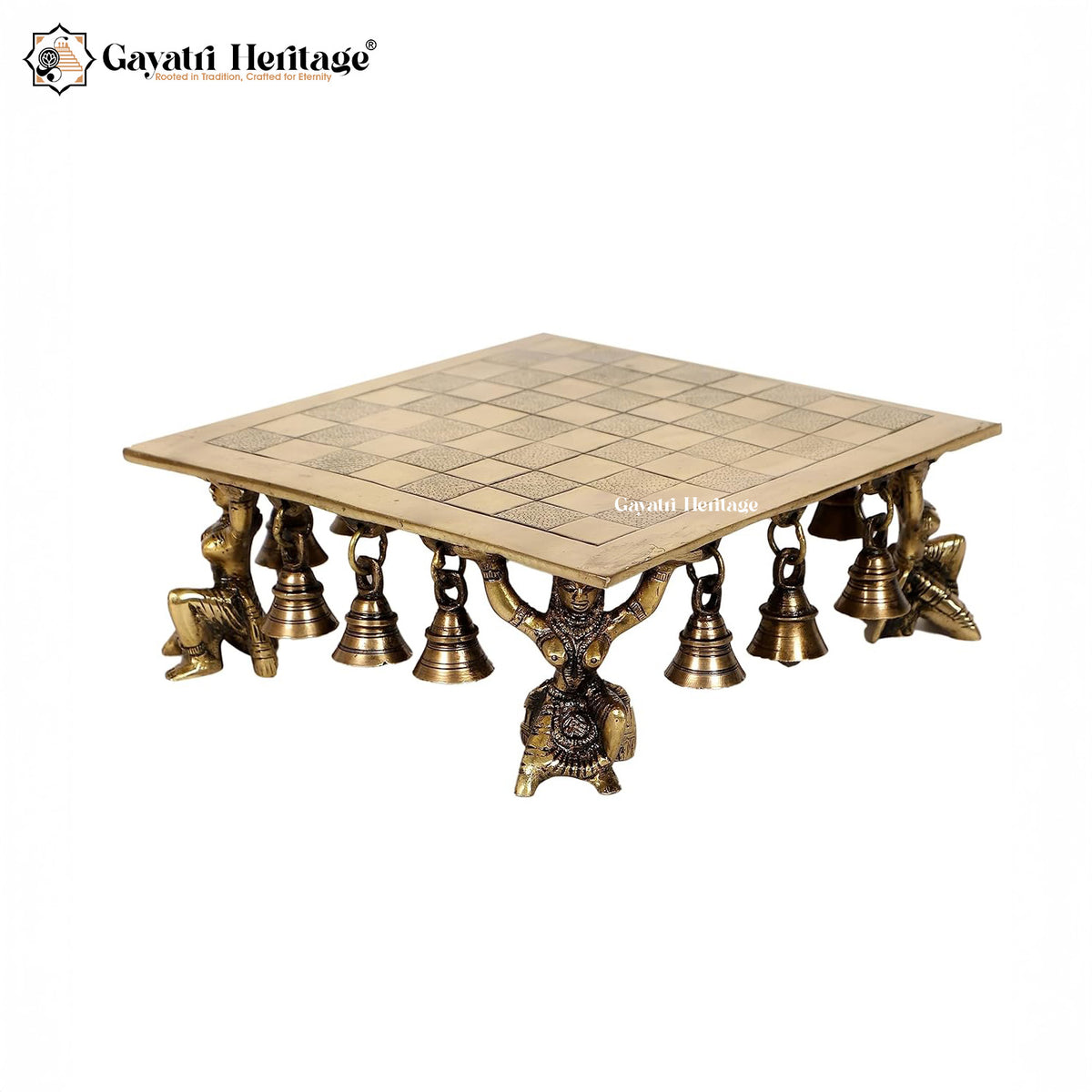Brass Apsara Pillar Puja Chowki – Divine Ritual Decor | Gayatri Heritage