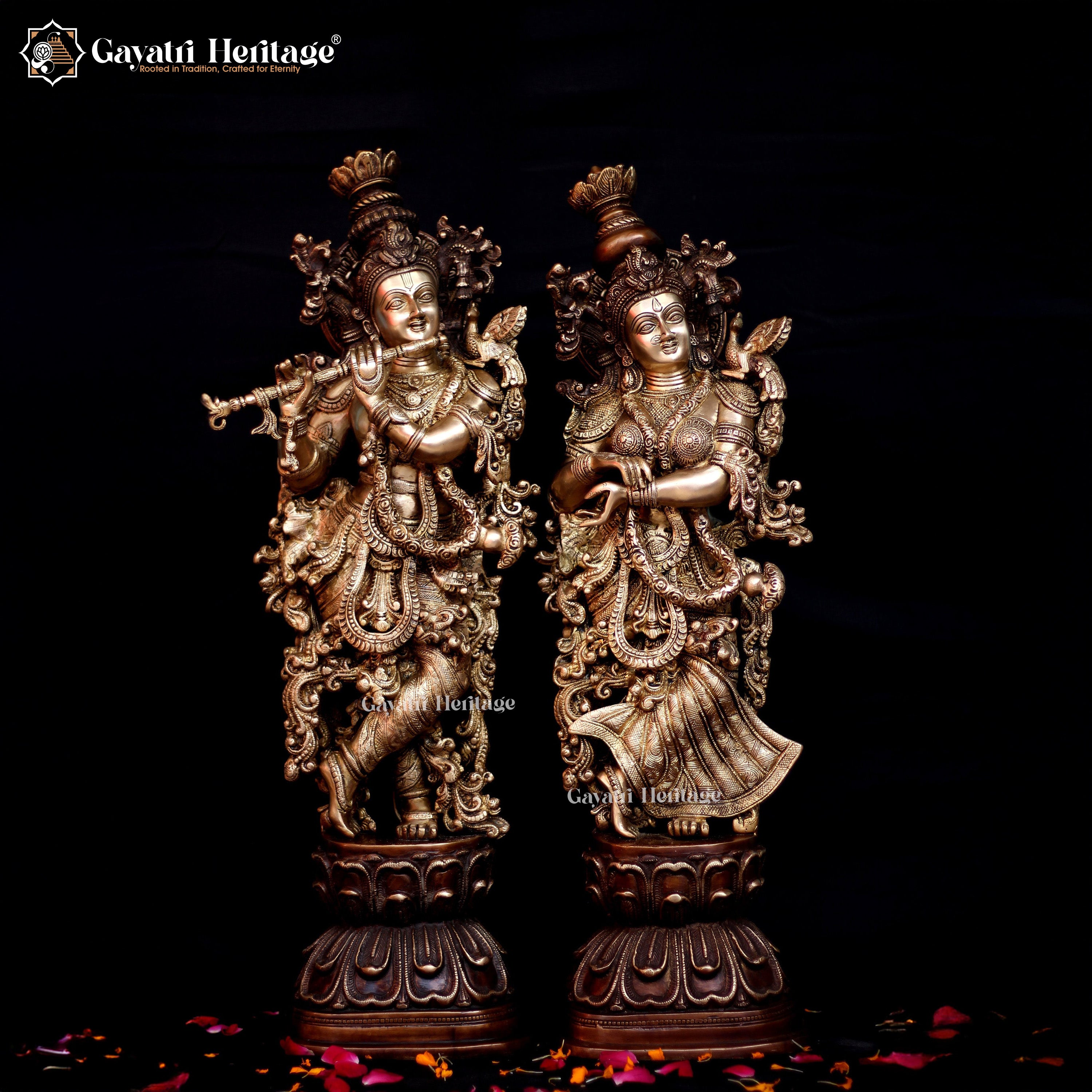 Radha Krishna Brass Idol – Antique Finish Décor | Gayatri Heritage