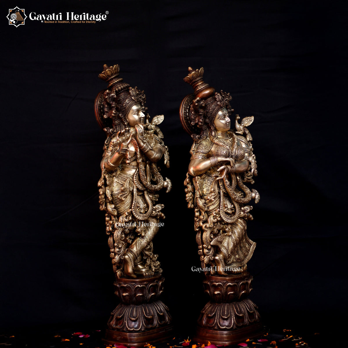 Radha Krishna Brass Idol – Antique Finish Décor | Gayatri Heritage