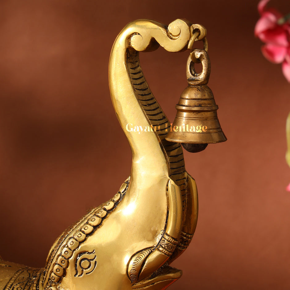 Brass Elephant Diya with Bell – Divine Light & Charm | Gayatri Heritage