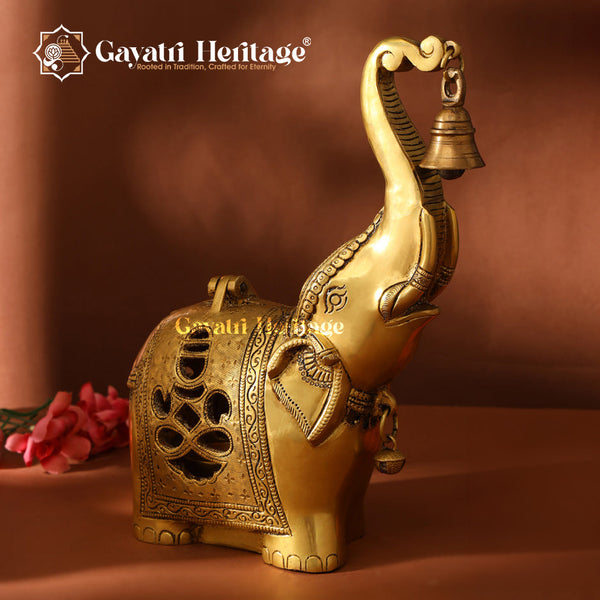 Brass Elephant Diya with Bell – Divine Light & Charm | Gayatri Heritage