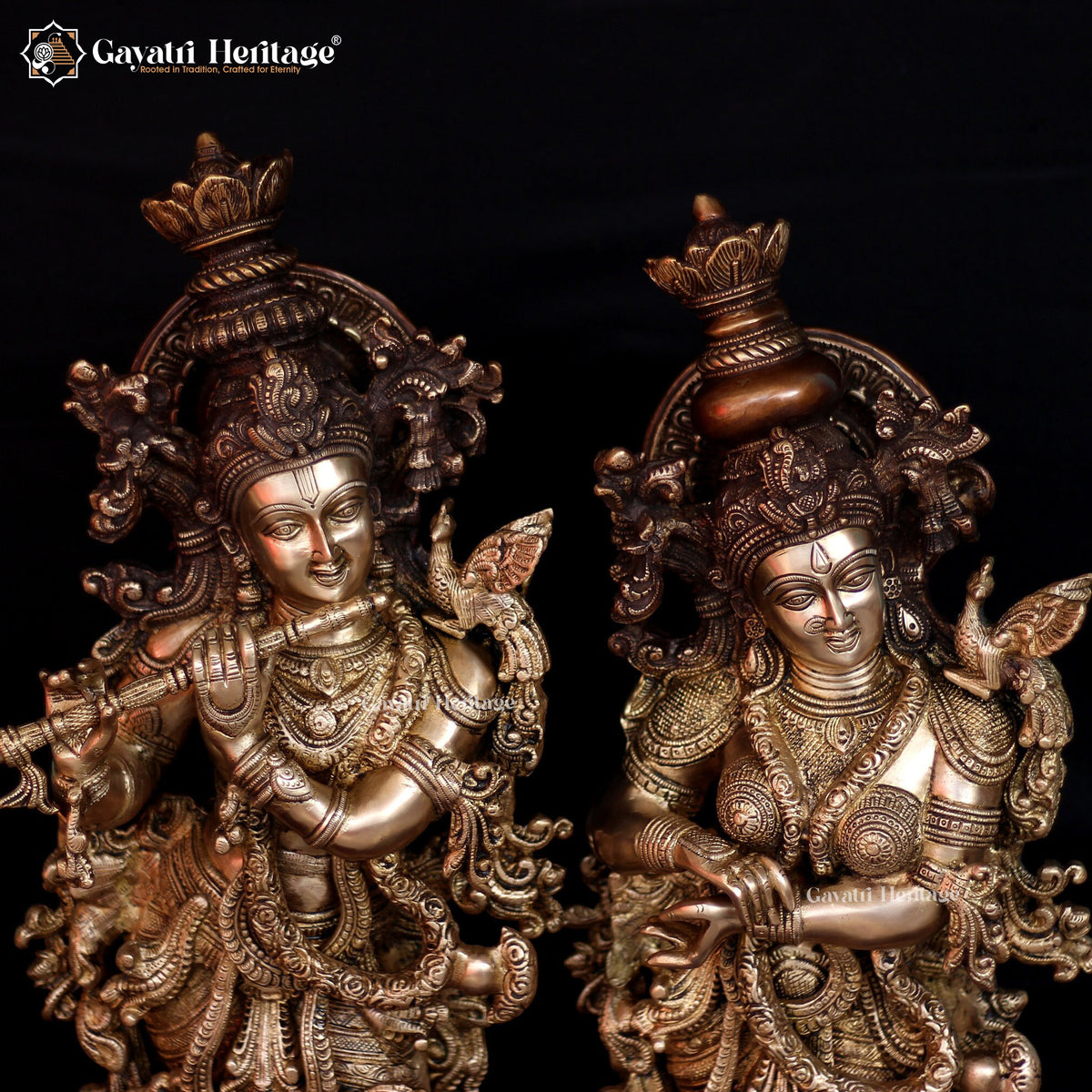 Radha Krishna Brass Idol – Antique Finish Décor | Gayatri Heritage