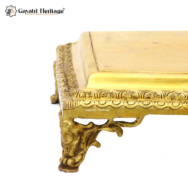 Brass Square Shape Chowki – Traditional Decorative Platform | Gayatri Heritage