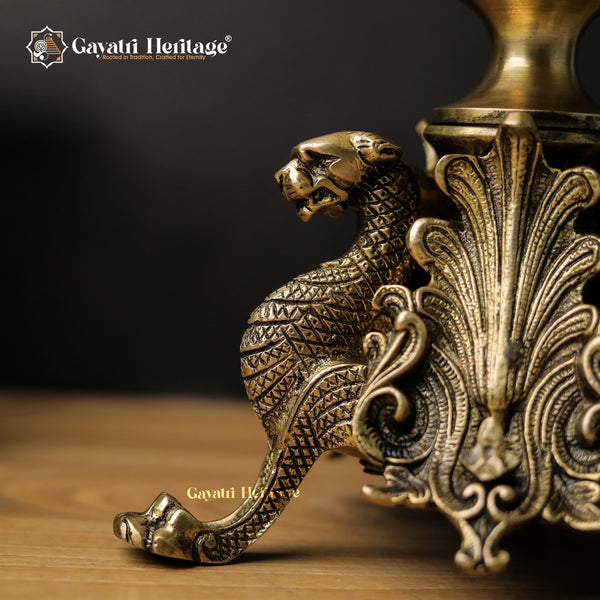 Brass Jaguar Candle Stand – Bold Elegance and Power | Gayatri Heritage