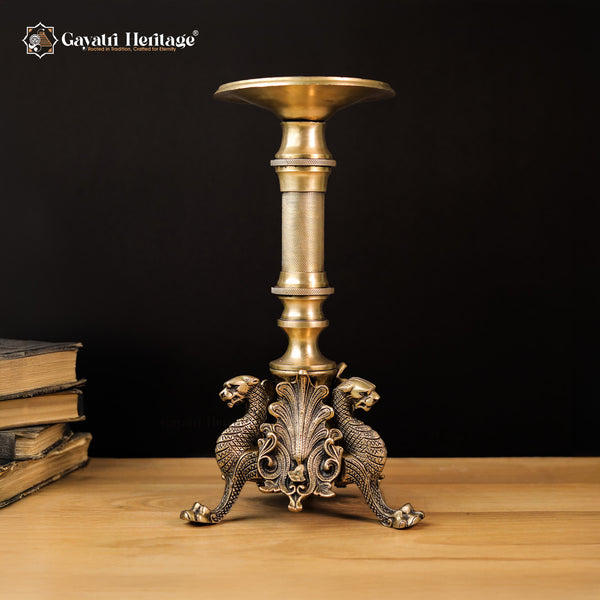 Brass Jaguar Candle Stand – Bold Elegance and Power | Gayatri Heritage