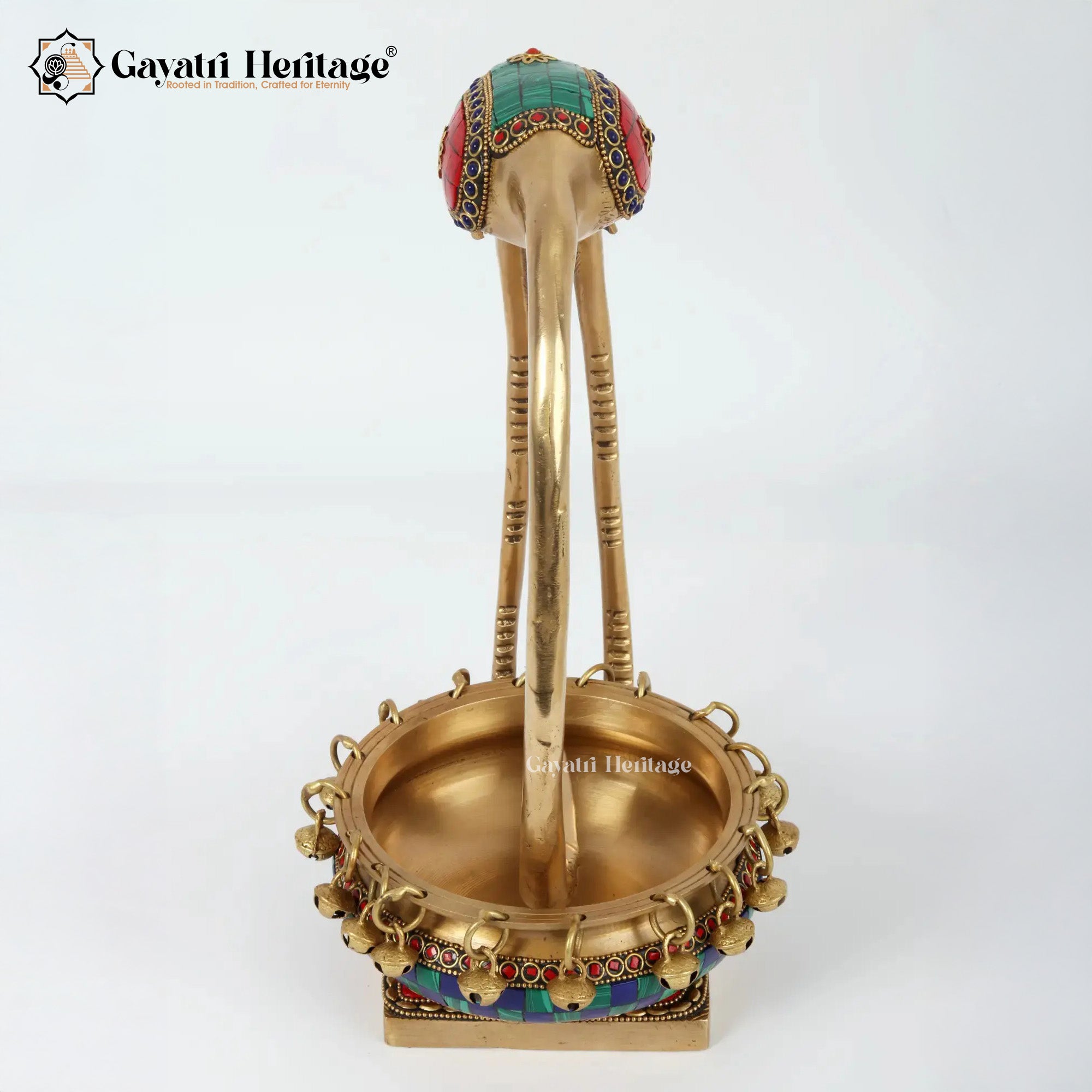 Brass Flamingo with Urli – Elegant Home Decor | Gayatri Heritage