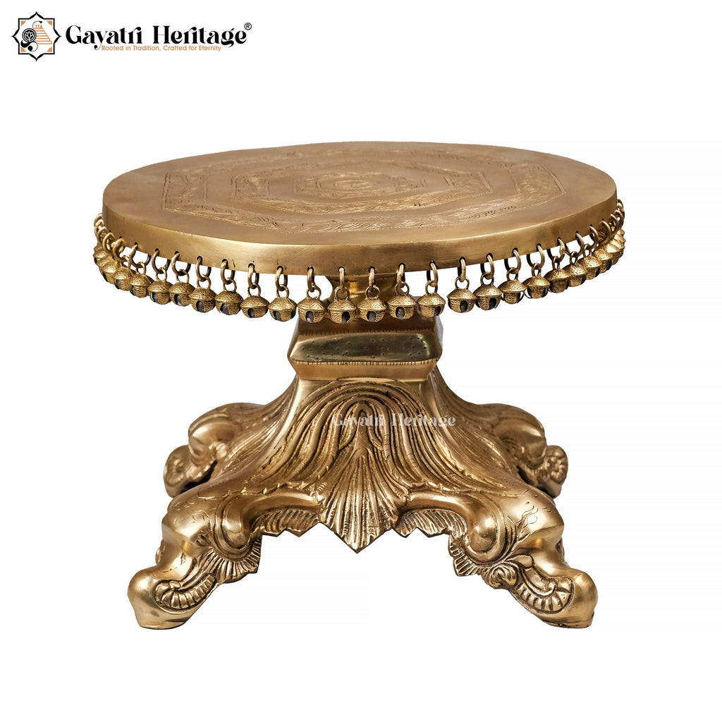 Brass Chowki Stand – Sturdy Puja Pedestal | Gayatri Heritage