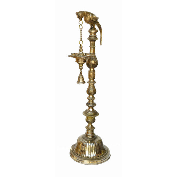 Brass Parrot Lamp with Bell – Musical Grace in Décor | Gayatri Heritage