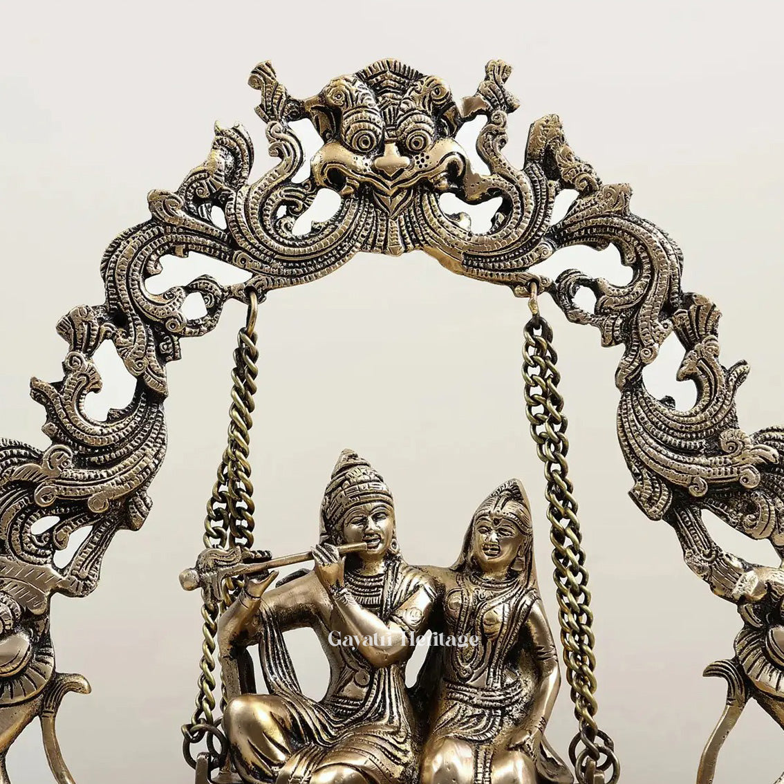 Brass Radha Krishna Swing Urli – Traditional Divine Décor | Gayatri Heritage