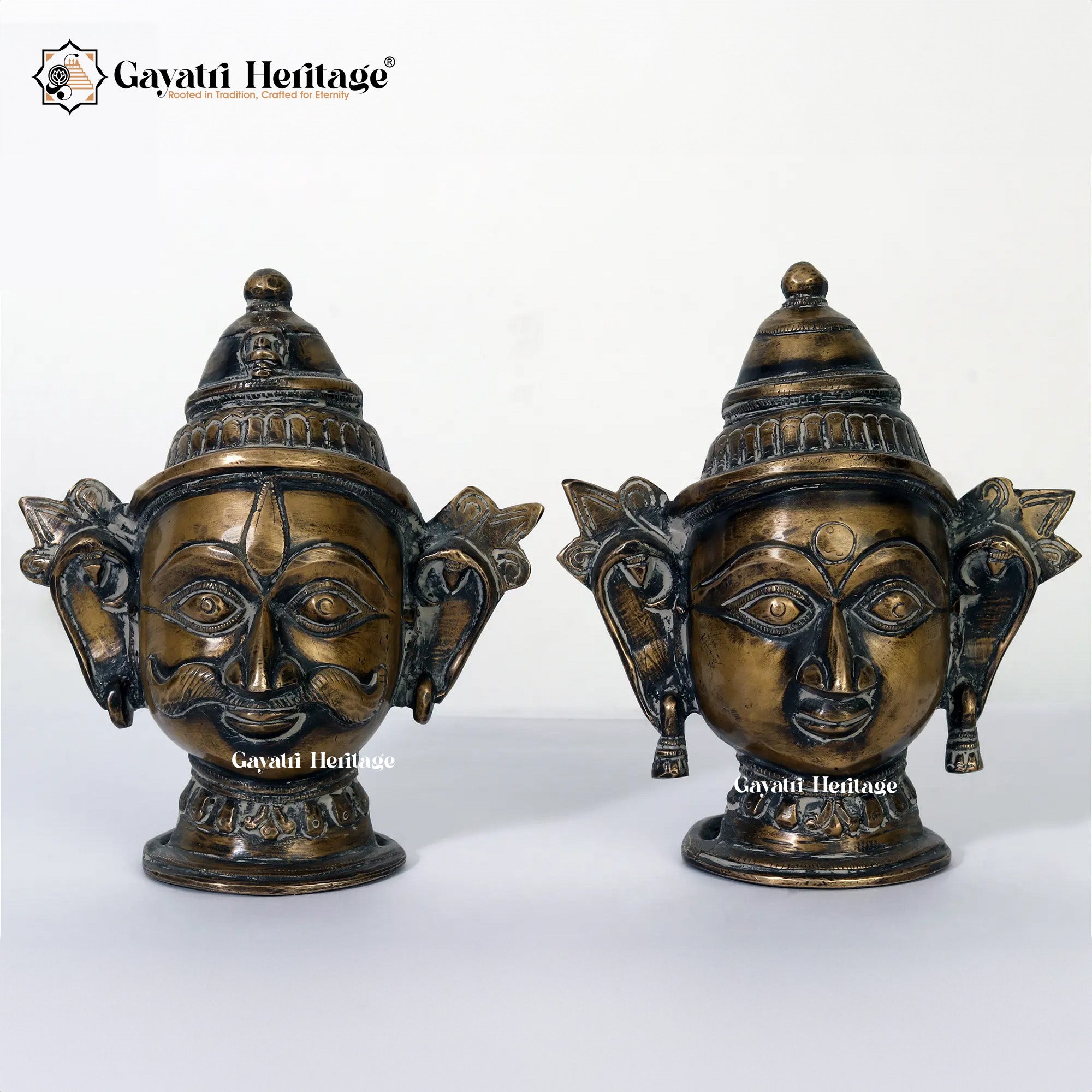 Brass Shiva & Gouri Face (Shiva Parvati Face) – Sacred Divine Faces | Gayatri Heritage