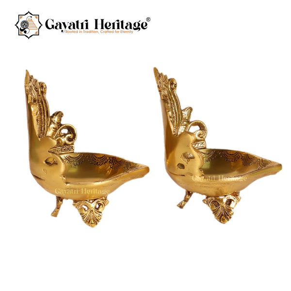 Brass Ganesh & Laxmi Diya Lamp (Pair) – Divine Prosperity | Gayatri Heritage