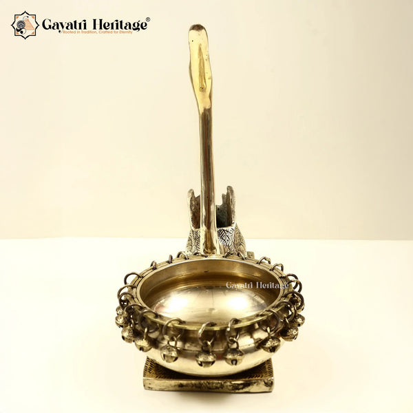 Brass Swan with Urli – Elegant Decorative Bowl | Gayatri Heritage