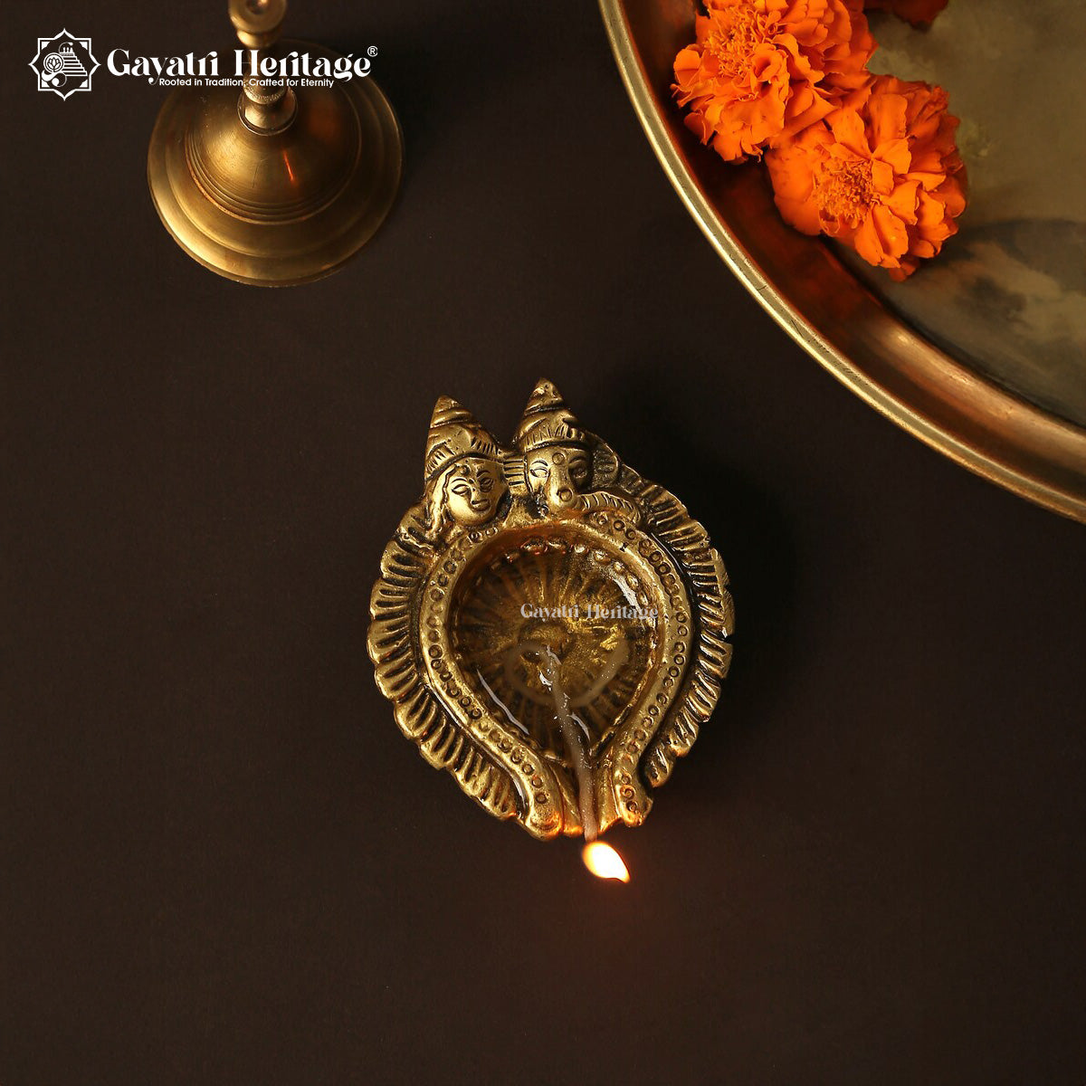 Brass Ganesh Laxmi Diya – Divine Lighting Décor | Gayatri Heritage