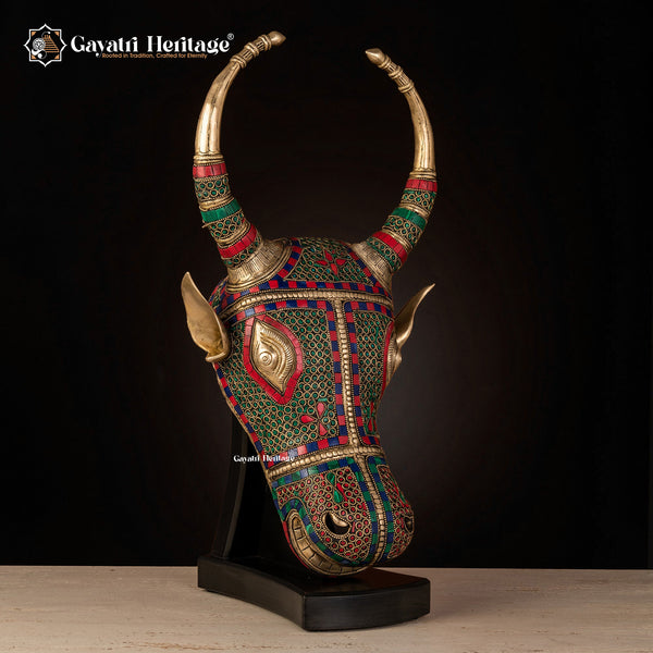 Brass Nandi Head – Artistic Stone Work | Gayatri Heritage