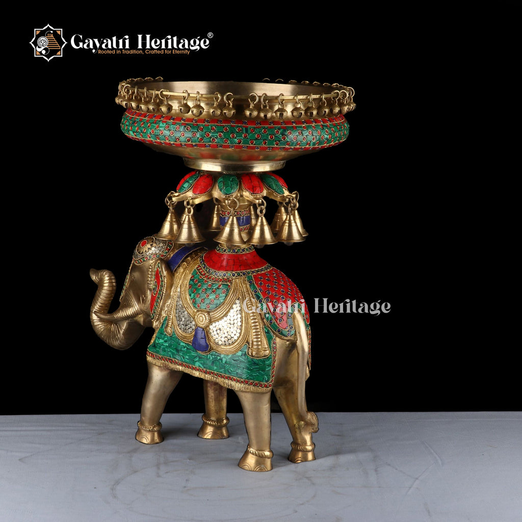 Brass Elephant Urli – Symbol of Strength and Prosperity | Gayatri Heritage