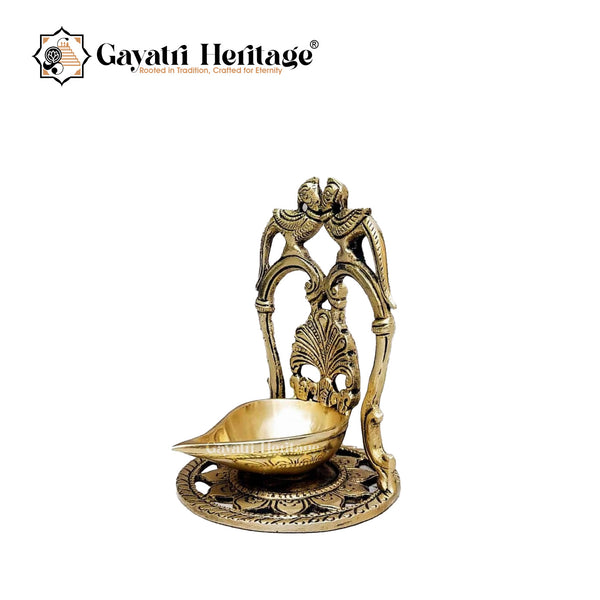 Brass Parrot Couple Vilakku – Ethereal Lighting Décor | Gayatri Heritage