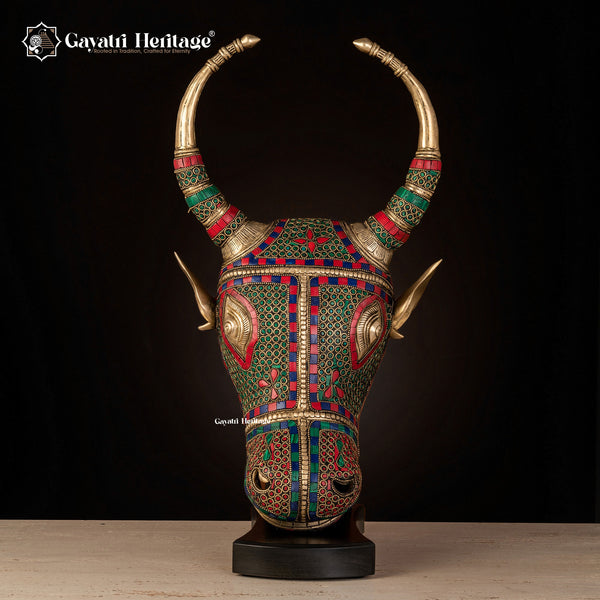 Brass Nandi Head – Artistic Stone Work | Gayatri Heritage