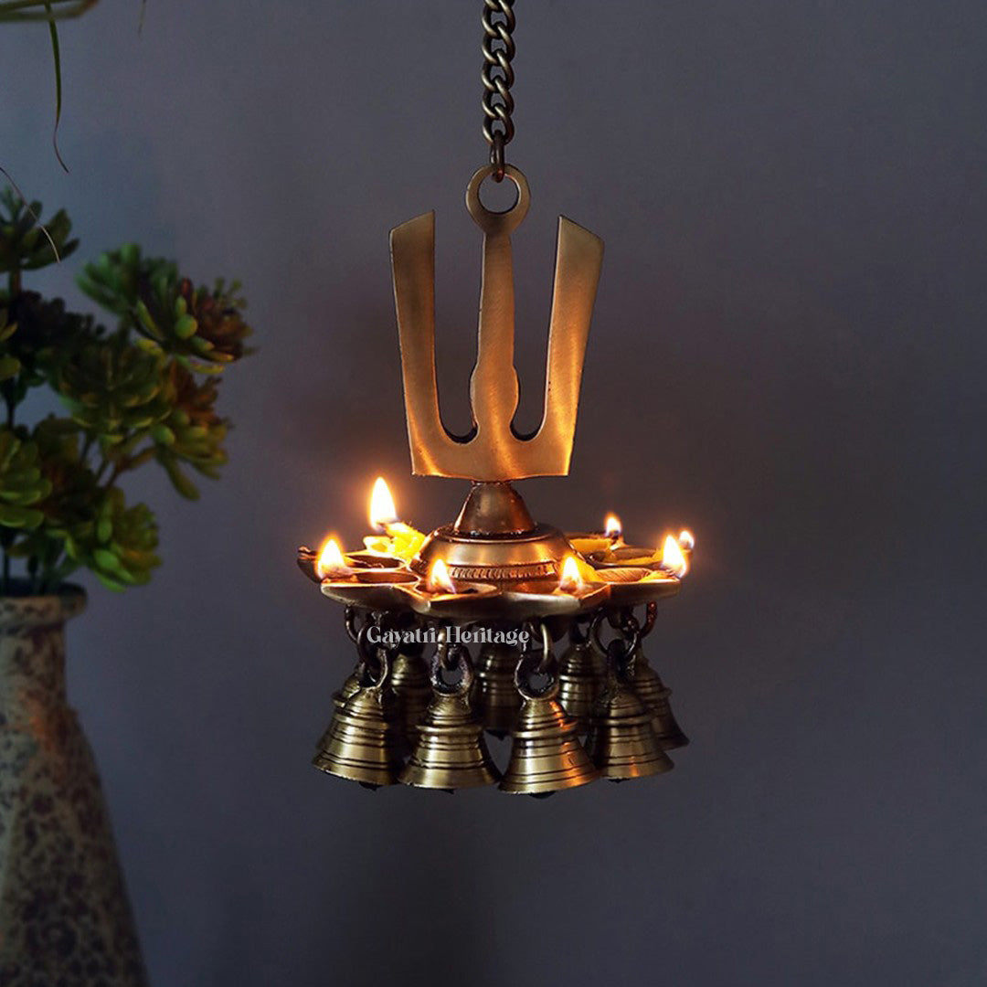 Brass Namah Design Diya – Sacred Illuminance | Gayatri Heritage