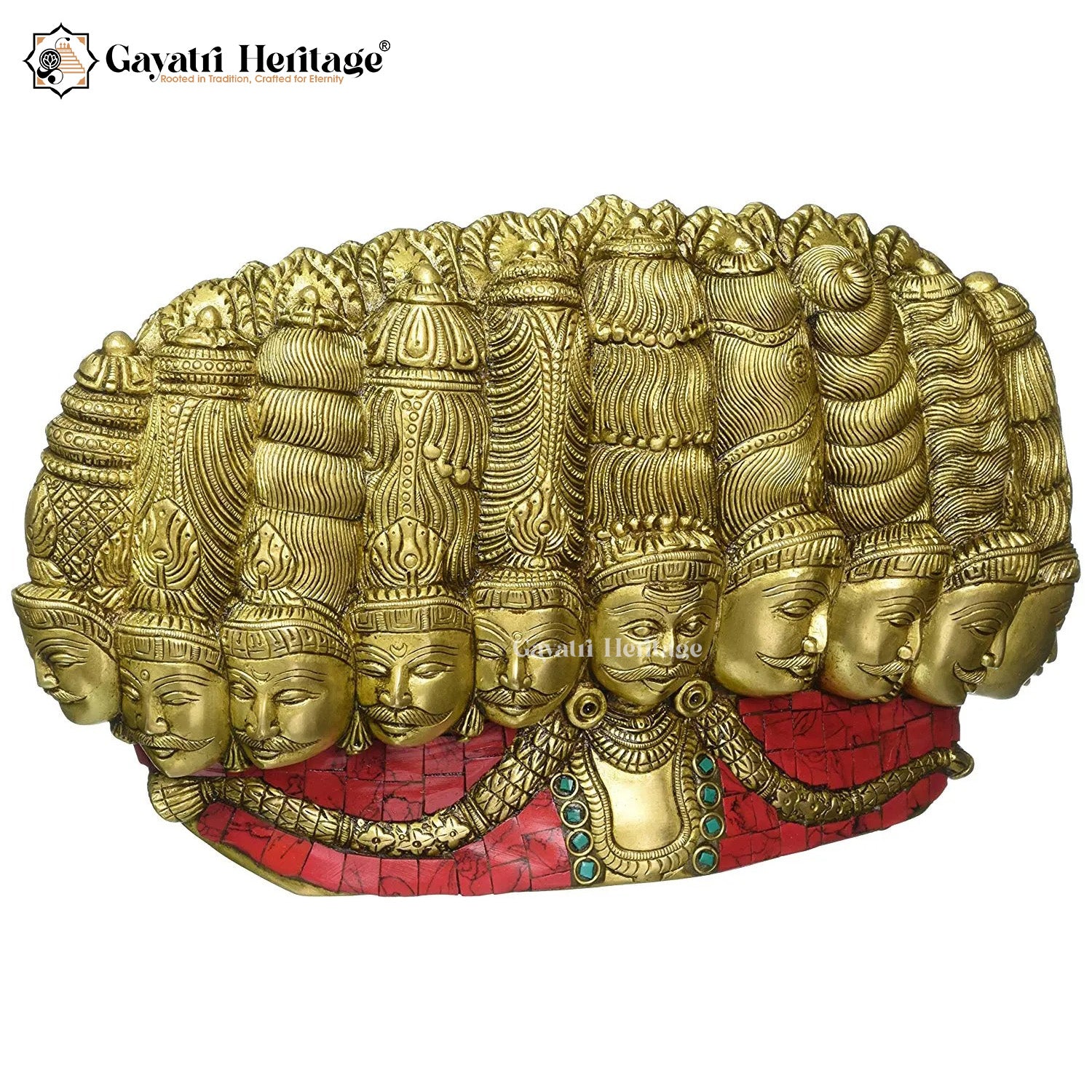Brass Ravan Face with Sita on Back – Unique Mythological Idol
