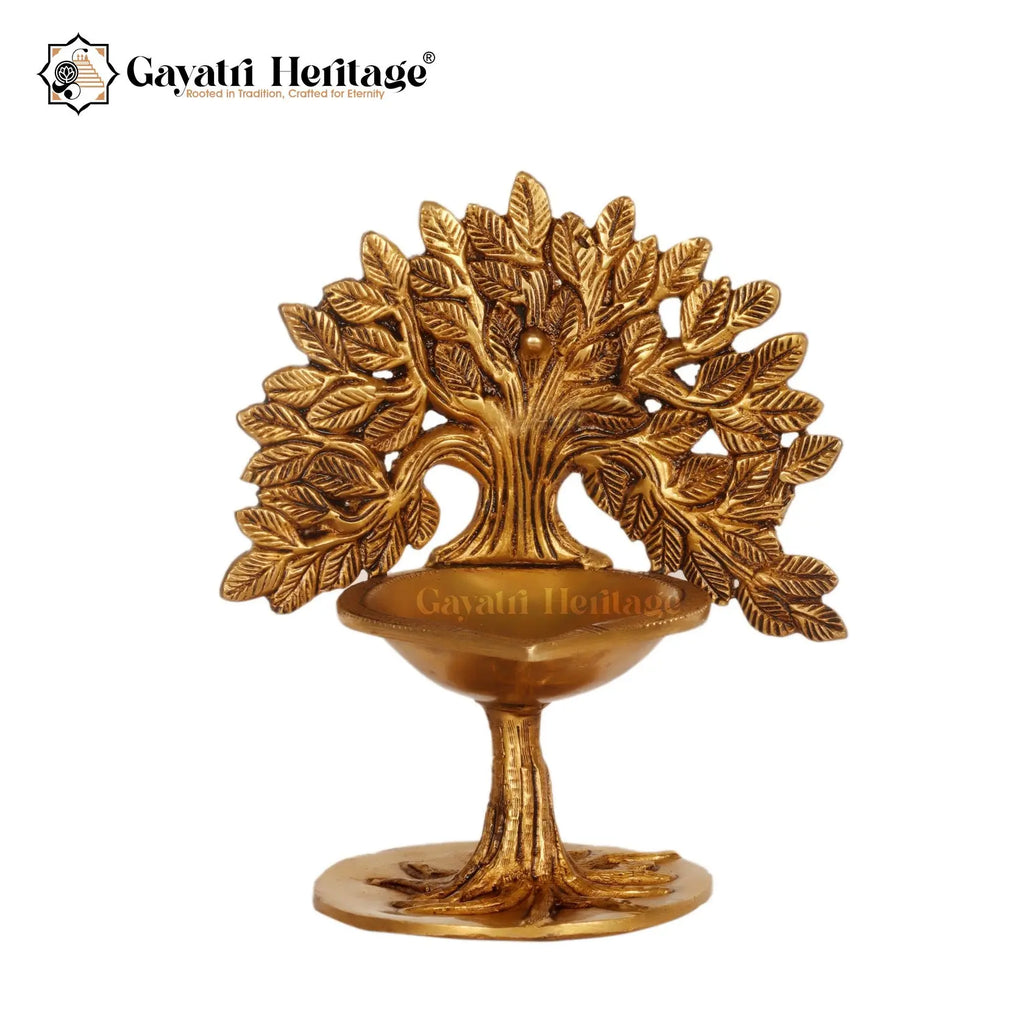 Brass Kalpavrisksha Oil Lamp ( Diya ) – Illuminate Your Space with Sacred Grace | Gayatri Heritage Gayatri Heritage