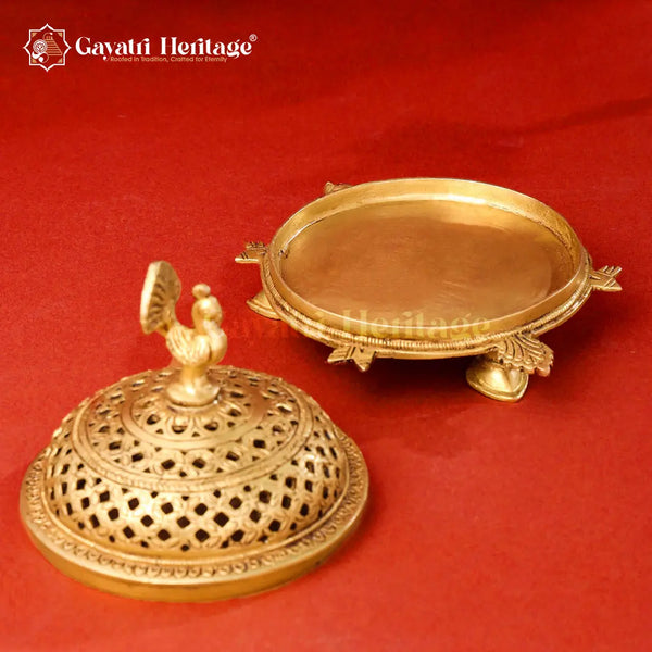 Brass Tortoise Peacock Dhoop Dani (Incense Holder) – Spiritual Aroma | Gayatri Heritage Gayatri Heritage